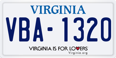 VA license plate VBA1320