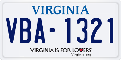 VA license plate VBA1321