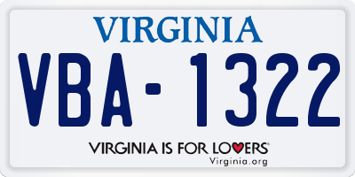 VA license plate VBA1322