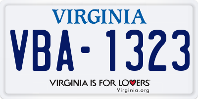 VA license plate VBA1323