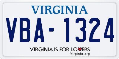 VA license plate VBA1324