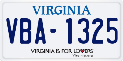 VA license plate VBA1325