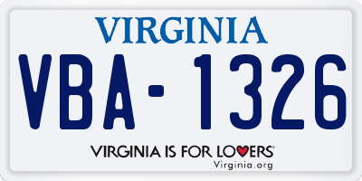 VA license plate VBA1326