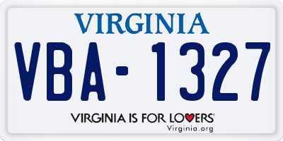 VA license plate VBA1327