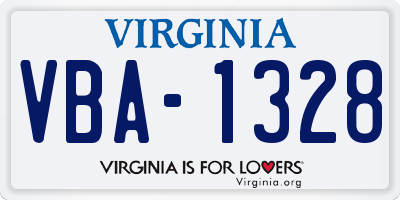 VA license plate VBA1328