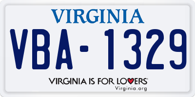 VA license plate VBA1329