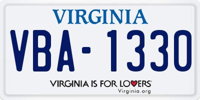VA license plate VBA1330