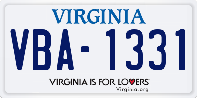 VA license plate VBA1331