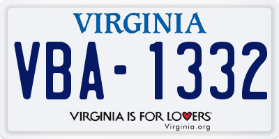VA license plate VBA1332