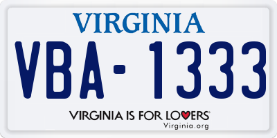 VA license plate VBA1333