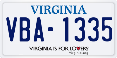 VA license plate VBA1335