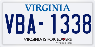 VA license plate VBA1338