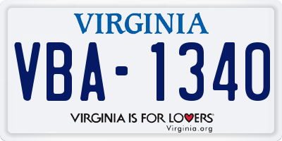 VA license plate VBA1340