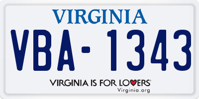 VA license plate VBA1343