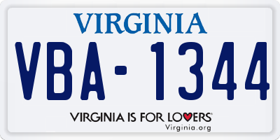 VA license plate VBA1344
