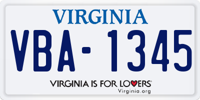 VA license plate VBA1345