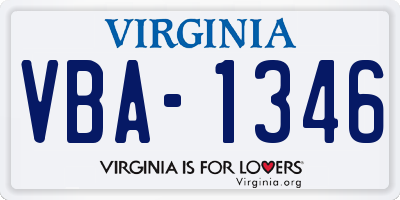 VA license plate VBA1346