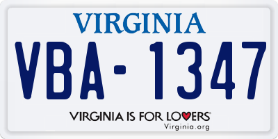 VA license plate VBA1347