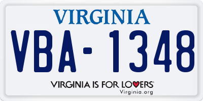 VA license plate VBA1348