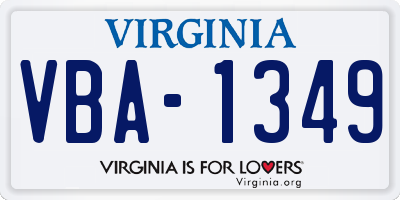 VA license plate VBA1349