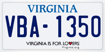 VA license plate VBA1350