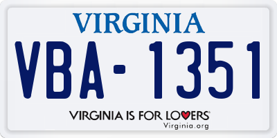 VA license plate VBA1351