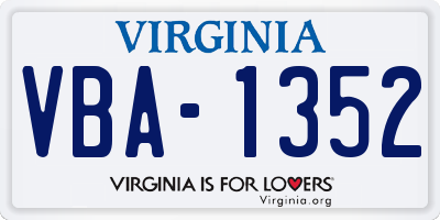 VA license plate VBA1352