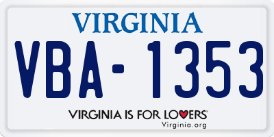 VA license plate VBA1353