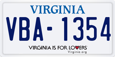 VA license plate VBA1354