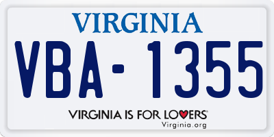 VA license plate VBA1355
