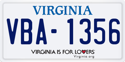 VA license plate VBA1356