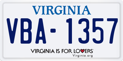 VA license plate VBA1357