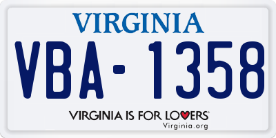 VA license plate VBA1358