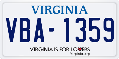 VA license plate VBA1359