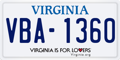 VA license plate VBA1360