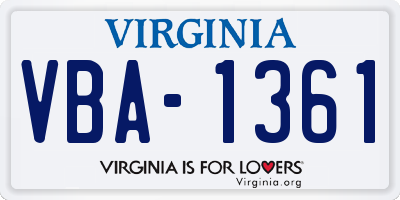VA license plate VBA1361