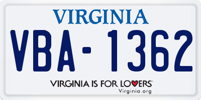 VA license plate VBA1362