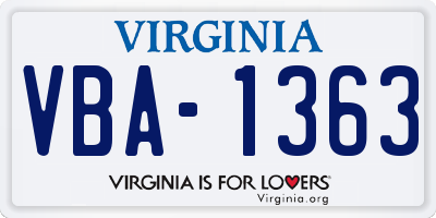 VA license plate VBA1363