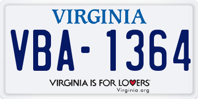 VA license plate VBA1364