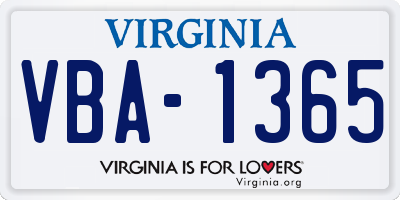VA license plate VBA1365