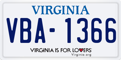 VA license plate VBA1366