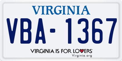 VA license plate VBA1367