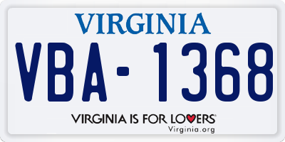 VA license plate VBA1368