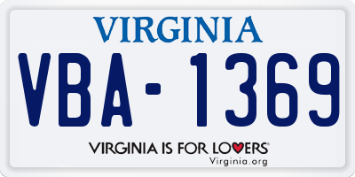 VA license plate VBA1369