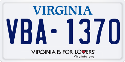 VA license plate VBA1370