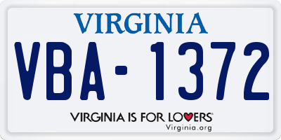 VA license plate VBA1372