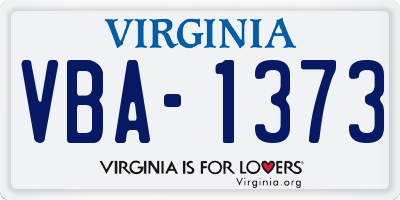 VA license plate VBA1373