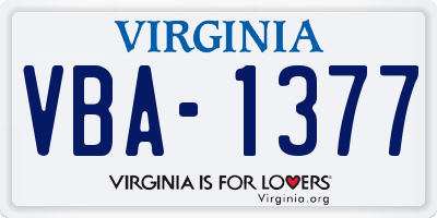VA license plate VBA1377