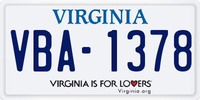 VA license plate VBA1378