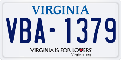 VA license plate VBA1379